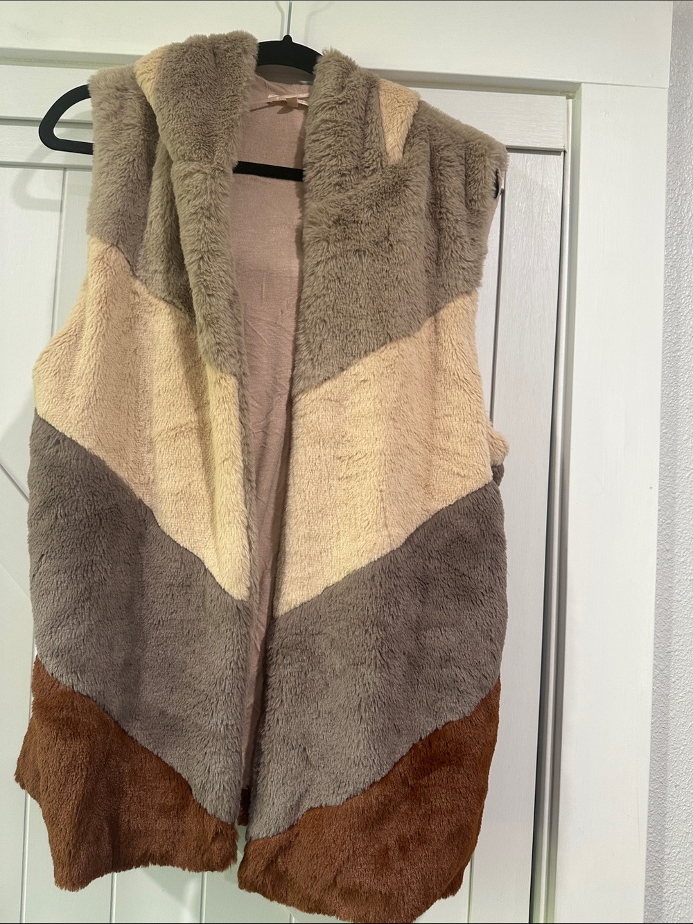 Mystree Blush Pink Faux Fur Hooded Vest